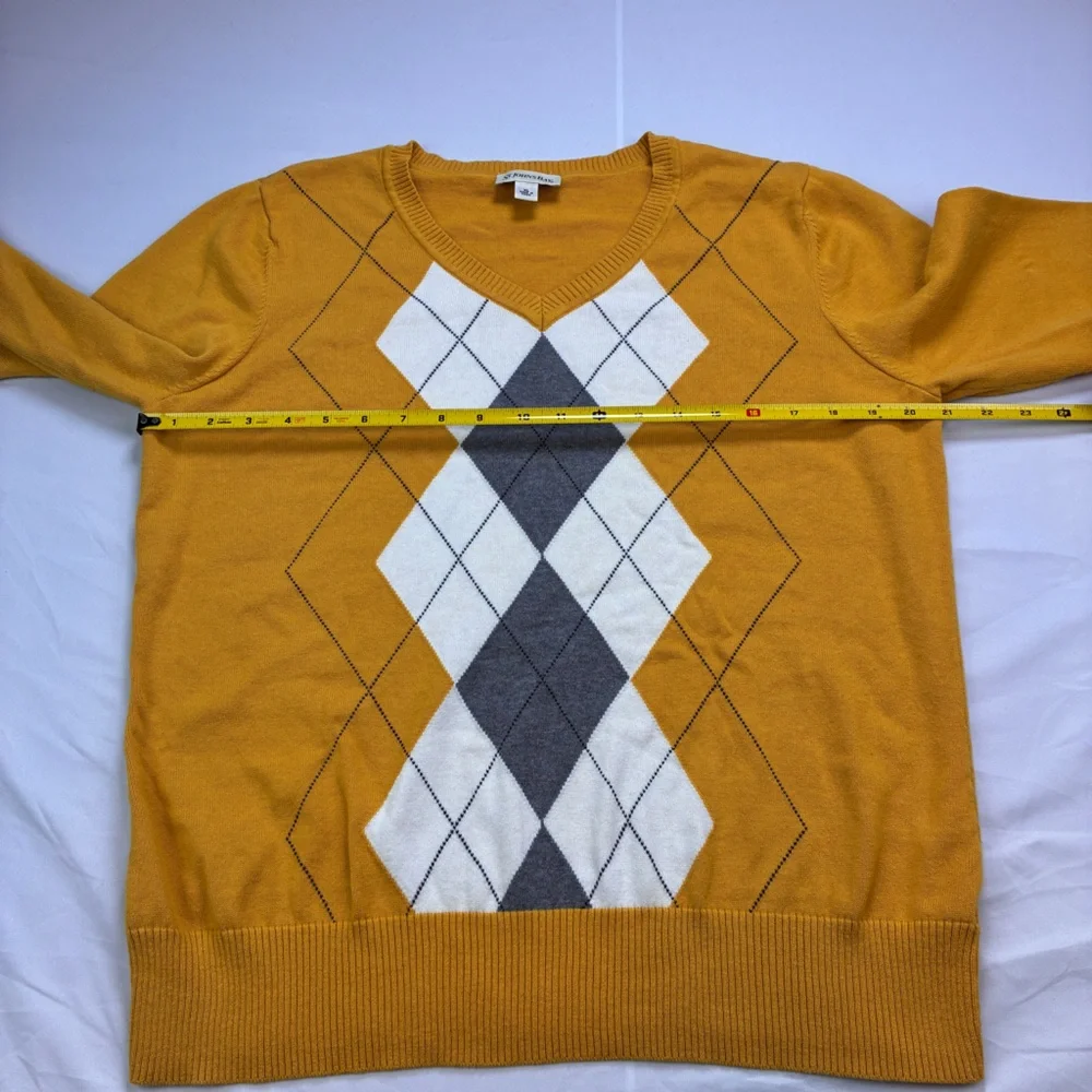 St. John's Bay Men's Yellow/Gray/White Argyle Crewneck Sweater